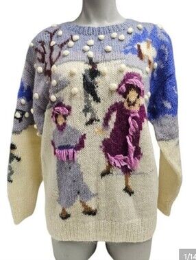 Samantha Taylor Ice Skating Mohair Knitted Sweater Sz M No Damage